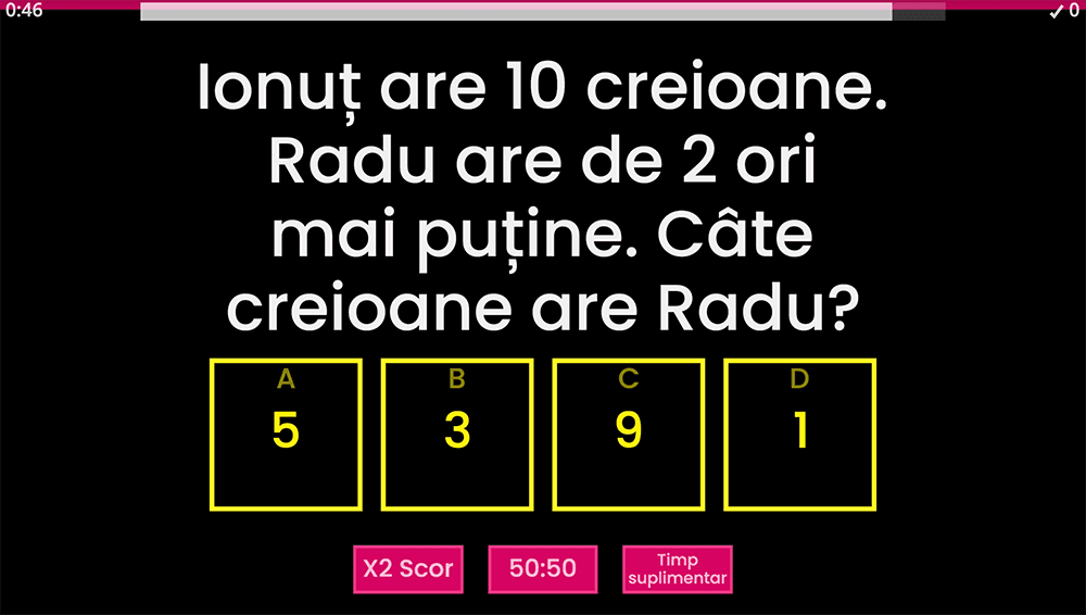 JOC - Probleme care se rezolvă prin una sau două operații